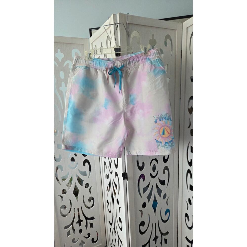 Pink Floyd Tie Dye Swim Trunks Board Shorts Mens XL Pastel Beach Shorts